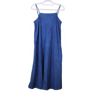 Gap Denim Blue Sleeveless A-line 100% Cotton Casual Summer Midi Dress Size M